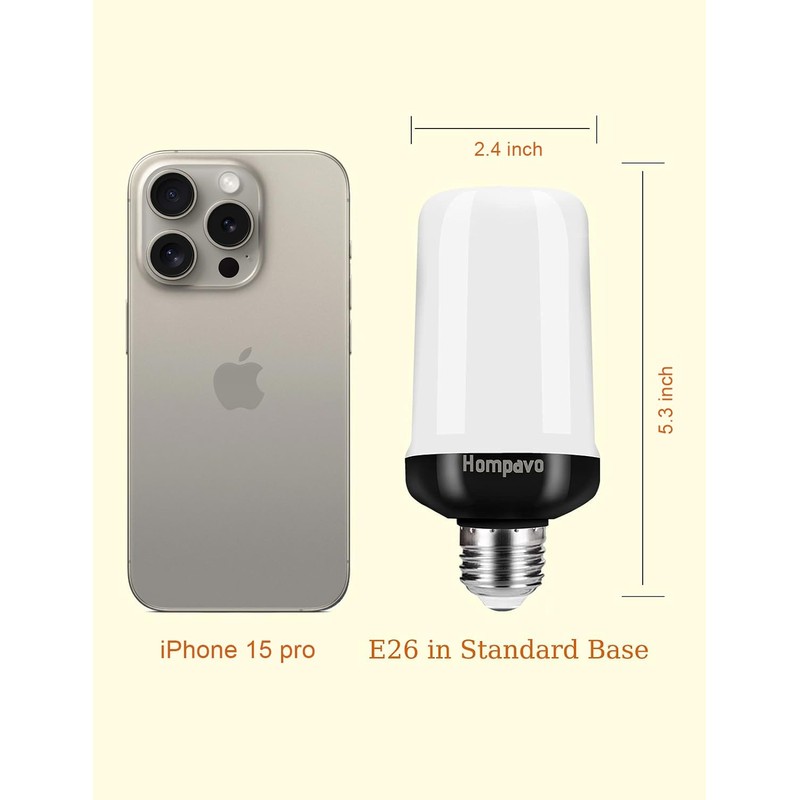 Hompavo 【Upgraded】 LED Flame Light Bulbs, 4 Modes Flickering Light