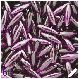 BeadTin Dark Amethyst Transparent 19mm Spaghetti Craft Beads (150pcs)
