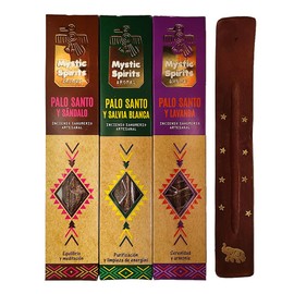 Aromasenses.- Pack of 3 Mystic Spirit Sahumerios Incense Sticks, 3 Boxes of 8 Incense Sticks + Aroma Senses Tablet (Sandalo Stick-Sage Stick-Lavender Stick)