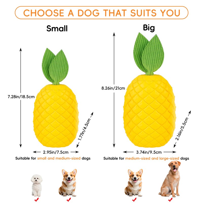 FurtasticFinds Pineapple Dog Toy, Indestructible Chew Toy with Squeaker, Durable