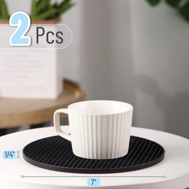 BTaT Silicone Trivet Mats, 2 Pack - Black Round Silicone Trivets for Hot Pots, Pans & Dishes