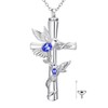 HVQP Hummingbird Cross Urn Necklaces for Ashes Women White Gold