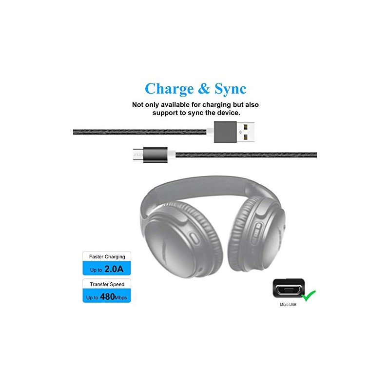 Akingdleo Replacement USB Charging Cable for Bose QC35 QuietComfort 35