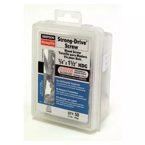Simpson Heavy-Duty 1/4” x 1-1/2" Connector Screws 50ct. SDS1/4x1.5G-RC