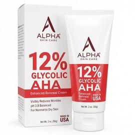 Alpha Skin Care - Enhanced Renewal Cream, 12 Glycolic AHA, Real Results for Lines and Wrinkles Fragrance-Free and Paraben-Free 2-Ounce