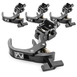 beamz BC50B-150F Foldable Quick Trigger Lighting Clamps Set of 4 - Professional Aluminium Stage Truss Clamps, 50kg Load, Fits 35-60mm Diameter Pipes, Ideal for Event, DJ & Stage Lighting Rigs