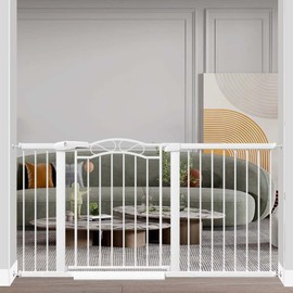 Fairy Baby 59.8"-62.6" Extra Wide Press Mounted Baby Gate Indoor for Kids Or Pets Walk Thru No Drill Long Dog Gates for The House Doorway Child Safety Gate