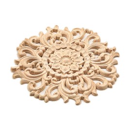 ZONADAH 15cm Wooden Carved Onlay Appliques Unpainted Wood Mouldings Decorative Vintage Flower Corner Natural Onlay Home Wall Decors for Doors Cabinets Windows Mirrors