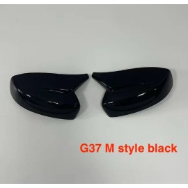 MRD for Infiniti G37 M Style Car Rearview Mirror Cover Mirror Caps Black Carbon Fiber Replaced PiecesSpecification: black, Position: left and right