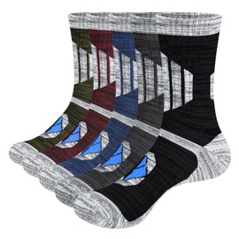 YUEDGE Men's Socks, Sports, Climbing Socks, Work Socks, Thick, Outdoor Wear, Trekking, Antibacterial, Odor-Resistant, High Quality Cotton, 5 Pairs, Comfortable Use, 9.1 - 11.8 inches (23 - 30 cm),