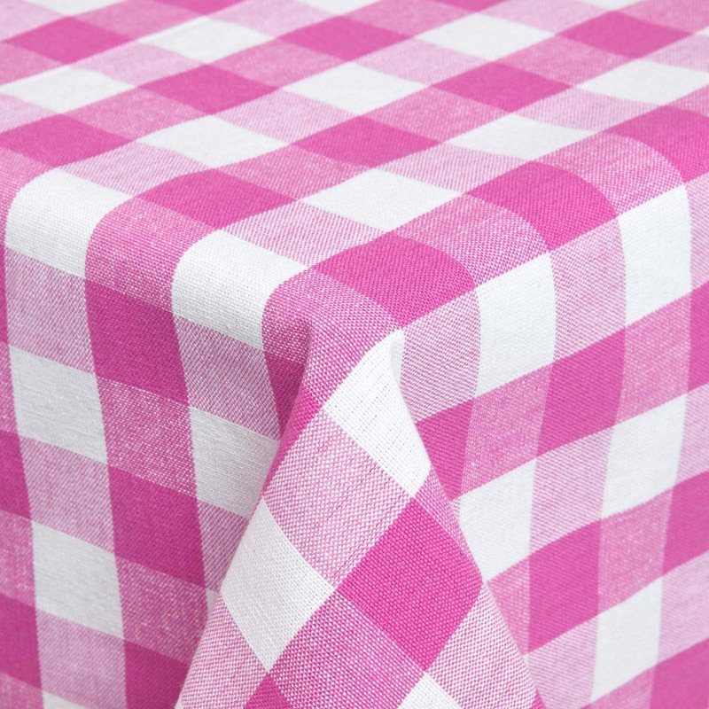 HOMESCAPES Pink Gingham Table Cloth Block Check Pattern 100% Cotton