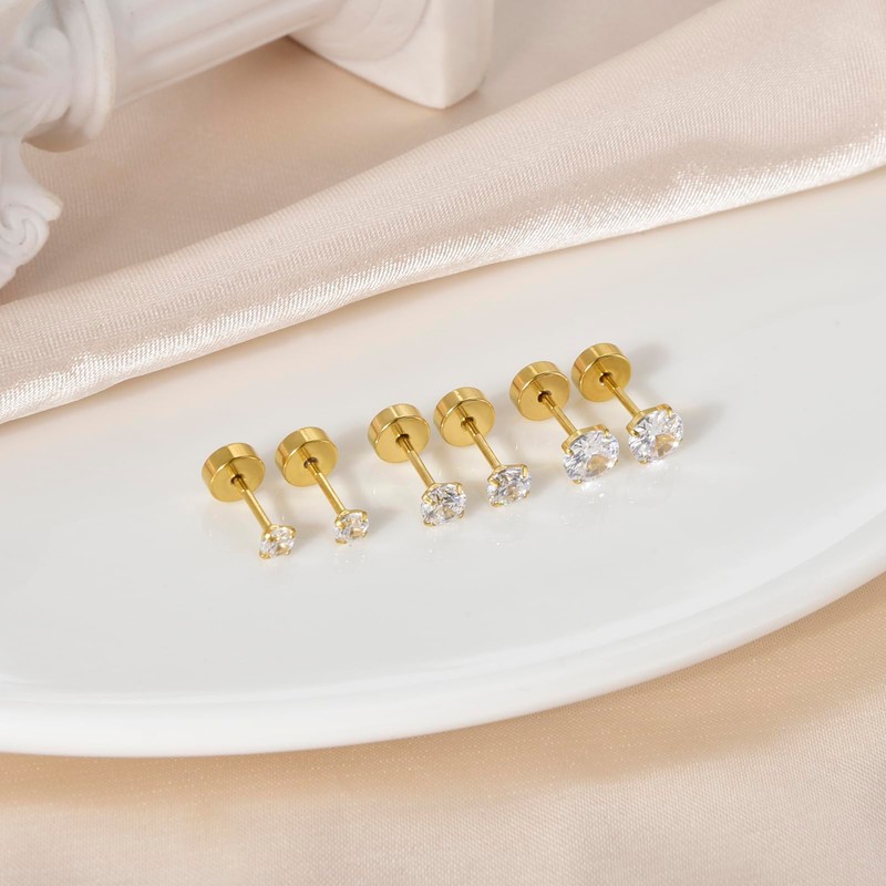 CANDYFANCY 3 Pairs 20G Titanium Stud Earrings for Women Men