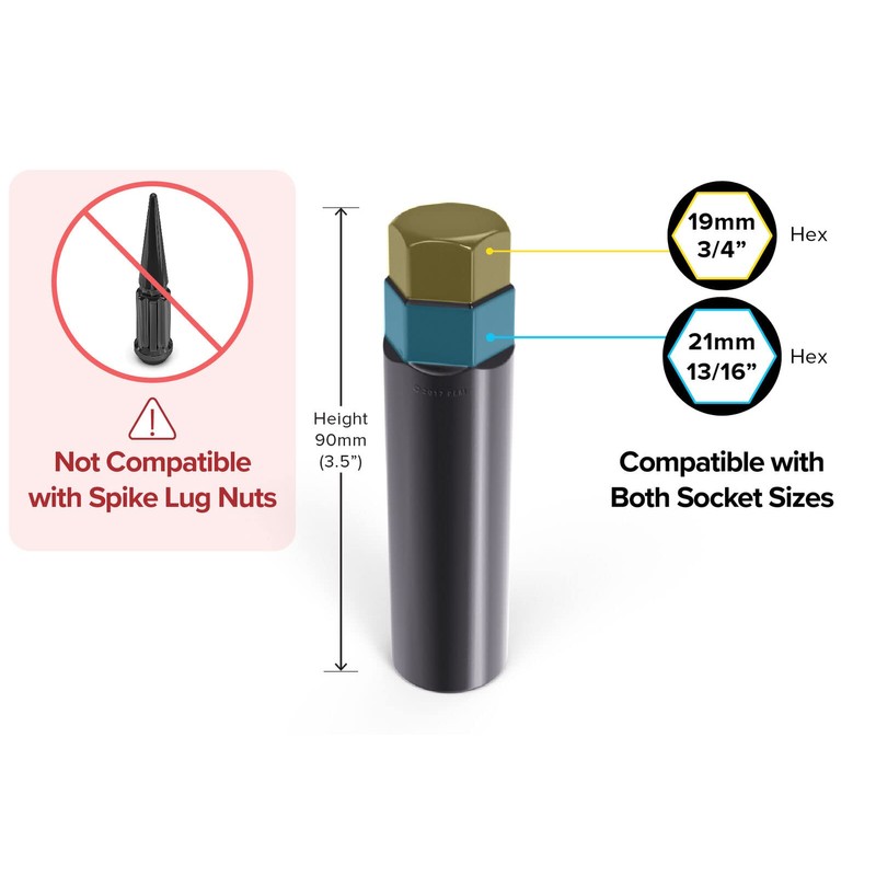 Superior Black Socket Key Tool for 7 Spline Lug Nuts