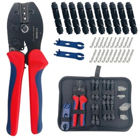 SUGOOE 13 PCS Solar Crimper Tool Kit - 10 Pairs Solar Connectors, 1PC Solar Crimper, 2 PCS Spanner Wrench for 2.5/4/6mm²/10-13AWG Solar Connectors