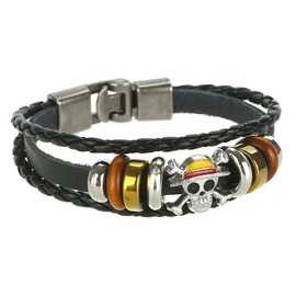 CosplayStudio One Piece Wrap Bracelet with Jolly Roger the Straw Hat Band