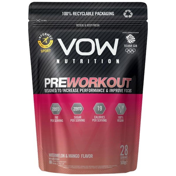 VOW Pre Workout Advanced Complex with Creatine, Beta Alanine, Caffeine,