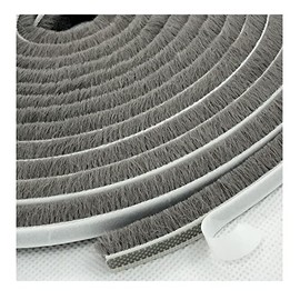 Cepillo de Burletes para Ventanas/Puertas Corredizas del Lado del Marco, Tira Selladora Autoadhesiva de Cerdas Burlete Tope de Corrientes de Aire (16.5 pies x 11/32 x 3/16 pulgadas de cepillo, Gris)