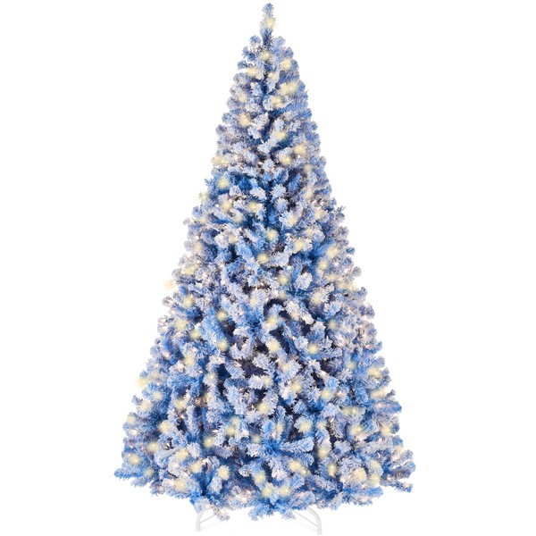 Best Choice Products Pre-Lit Blue Christmas Tree, 7.5ft Artificial Flocked