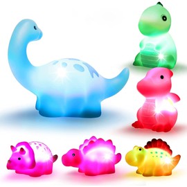Dinosaur Bath Toys ,6 Packs Light-Up Floating Bathtub Shower Toys Set Pool Water Bath Toys for Baby Toddlers Kids Preschool Boys Girls,Great Gift for Holiday Christmas Birthday