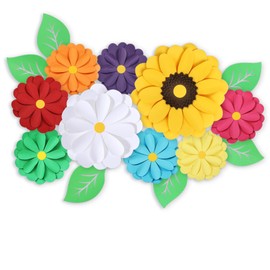 Mverse 15-pc Larger Paper Flowers Decorations for Wall, Sunflower Bulletin Board Decoration, 3D Floral Decor for Baby Shower, Girl Nursery, Neutral Classroom, Spring Garden, Birthday Party