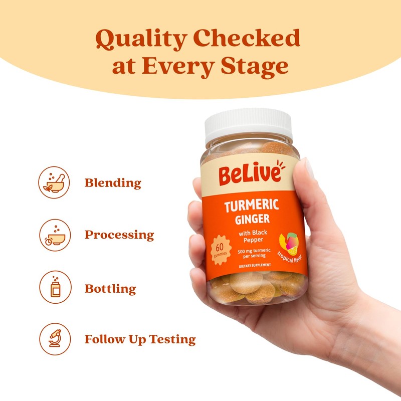 BeLive Turmeric and Ginger Gummies - 500mg - Joint and
