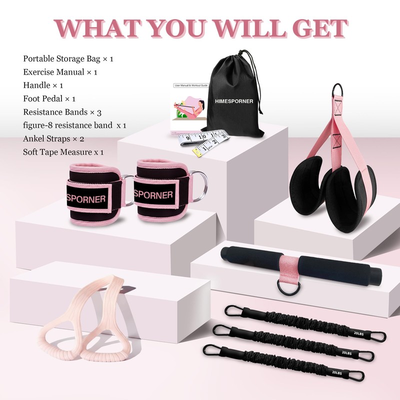 HIMESPORNER Multifunction Pedal Resistance Band with Handle and Ankle Straps,