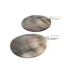 THEPRETTYBITS Dark Abalone Shell Earrings, Large Round Disc, Long Dangle