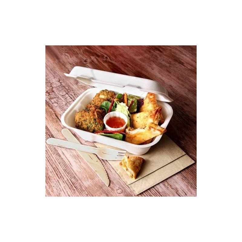 ENCASE Biodegradable Sugarcane Clamshell Takeaway Box 7 x 5 Inch