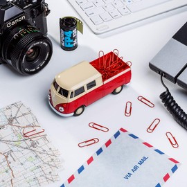 Magnetic Paper Clip Dispenser Compatible with VW Bus T1 Transporter Flatbed Truck Including Paper Clips - Mobile Office (Red)