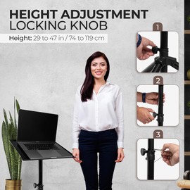 Flashpoint Projector Laptop Tripod Stand, Adjustable FoldableHeight, DJ Gear Holder, Perfect for Office, Home, Stage, Studio Equipment