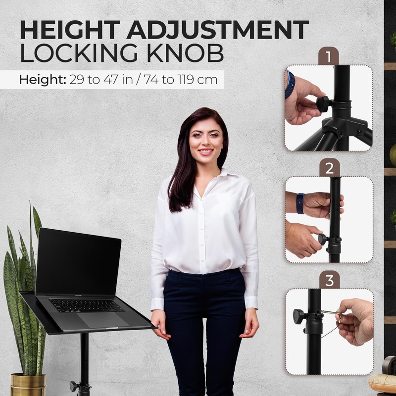 Flashpoint Projector Laptop Tripod Stand, Adjustable FoldableHeight, DJ Gear Holder,