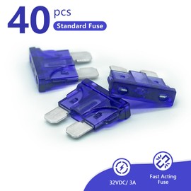 (40Pcs) 3 Amp Standard Automotive Fuse, 3A 12V 24V 32V Car Blade Fuses ATO APR ATS for Car/RV/Truck/SUV/Motorcycle/Boat