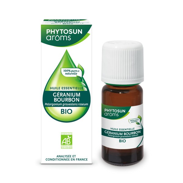 Phytosun Arôms Organic Bourbon Geranium Essential Oil 100% Pure and Natural 10 ml