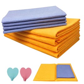 Rppiup 8PCS Miracle Shammy, Ultra-Absorbent Miracle Cleaning Shammy with 2 Sticky Hooks, Multi-Purpose Miracle Shammy Cloth, Lint Free Miracle Cleaning Shammy Cloths(4 Large Orange & 4 Small Blue)