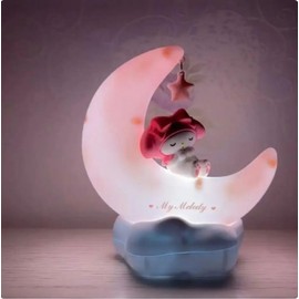 iFCOW Night Light for Kids Cute Anime Character LED Night Light Rechargeable Desk Shelf Ornament Bedside Lamp Crescent Moon Light