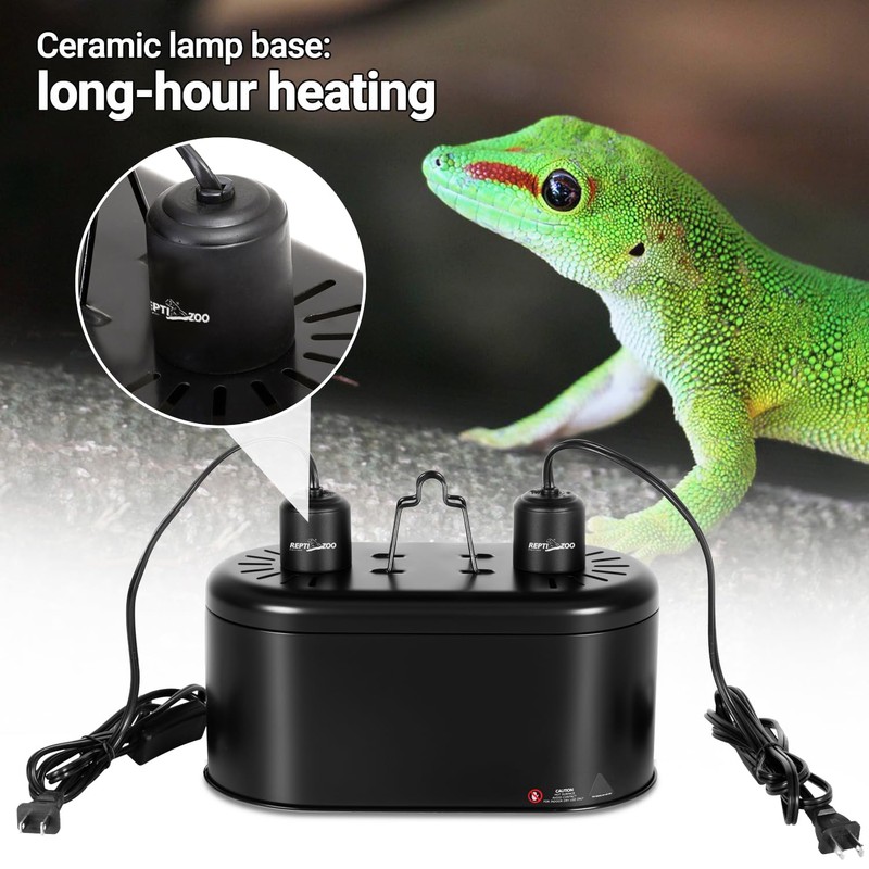 REPTI ZOO Dual Reptile Light Fixture for Reptile Dome UVB