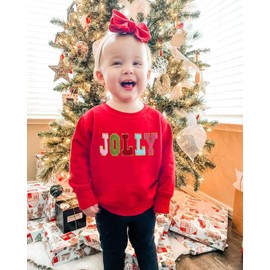 Ursobutegl Toddler Baby Girl Boy Sweatshirt Bubble Romper Pullover Sister Brother Matching Outfits Fall Winter Clothes (jolly sweatshirt-red, 18-24 Months)