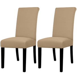 Lellen Dining Chair Covers Set of 2, Stretch Chair Covers Dining Chair Slipcovers Removable Washable Reusable Home & Kitchen Decor Protector Dining Room Chair Covers,Camel