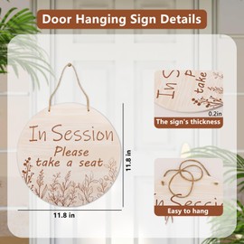 In Session Door Sign, In Session Door Hanging Decor for Massage Counselor Spa Room Office Studio, Welcome Please Knock Sign, Do Not Disturb Wall Decor, Double Sided 11.8in