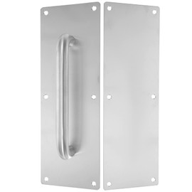 Housoutil Fire Door Handle Pull Push Plate Sliding Closet Door Hardware Stainless Steel