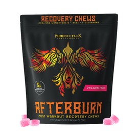After Burn Creatine Monohydrate Chews - BCAAs & L-Glutamine - Gummies - Pre/Post Workout Recovery for Men & Women - Strength Energy Endurance - Muscle Growth - Immune Function
