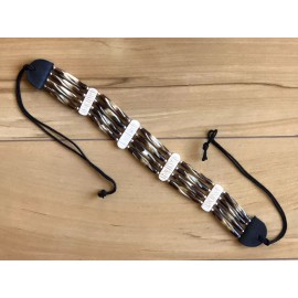 Shameg Tradition Native American Tribal Buffalo Bone Choker Necklace Beaded Stone Jewelry Brown