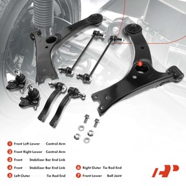 A-Premium Set of 8, Front Lower Control Arm, Sway Bar Link, Lower Ball Joint, Outer Tie Rod End, Compatible with Toyota Corolla 2003 2004 2005 2006 2007 2008