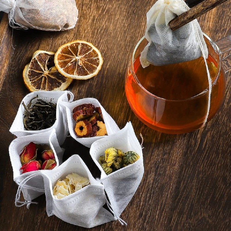 VTECHOLOGY Tea Filter Bags Unbleached Empty Non-Woven Fabric Drawstring Tea