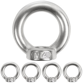 Pack of 5 Ring Nuts M4, Leryati 304 Stainless Steel Threaded Eyelet Nut, Ring Eyelets Eye Nuts Ring Nuts, Ring Bolts for Attaching Hanging Ornaments, Flower Pots, Swing Stands etc.