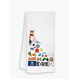 Moonlit93 Idaho State Map Kitchen Towel, U.S. State Souvenir Tea Towel, Multi-Purpose Towel, Soft & Absorbent Kitchen Towel, Towel for Idaho Lovers, Travel Idaho Souvenir