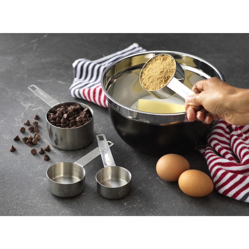 GoodCook Gourmet Measuring Cup Set, Stainless Steel 4-pc., 1/4, 1/3,