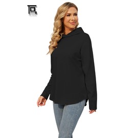 TAIPOVE Womens Casual Sweatshirts w Hood Tunic Tops Long Sleeve Pullover Shirts Athletic Yoga Workout Running Gym Basic Black