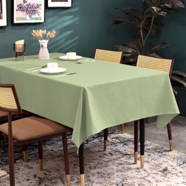 BALCONY & FALCON Table Cloth Wipe Clean Rectangular Water Resistant Tablecloth for Home, Dining, Kitchen, Events, Wedding, Banquet, Festivals Parties Decorations (Sage green, 140x180 cm)