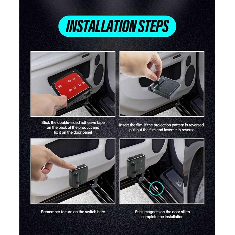 2 Pcs Car Door Projector Logo Light Wireless Courtesy LED